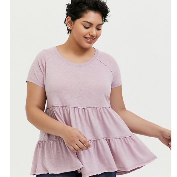 Torrid Mauve Shirred Baby Doll Top - Picture 1 of 4